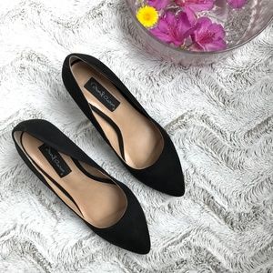 David Aaron Black Suede Pointed Heels 8.5